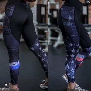 COPY - Curves N Combat Boots Small Thin Blue Line Legging